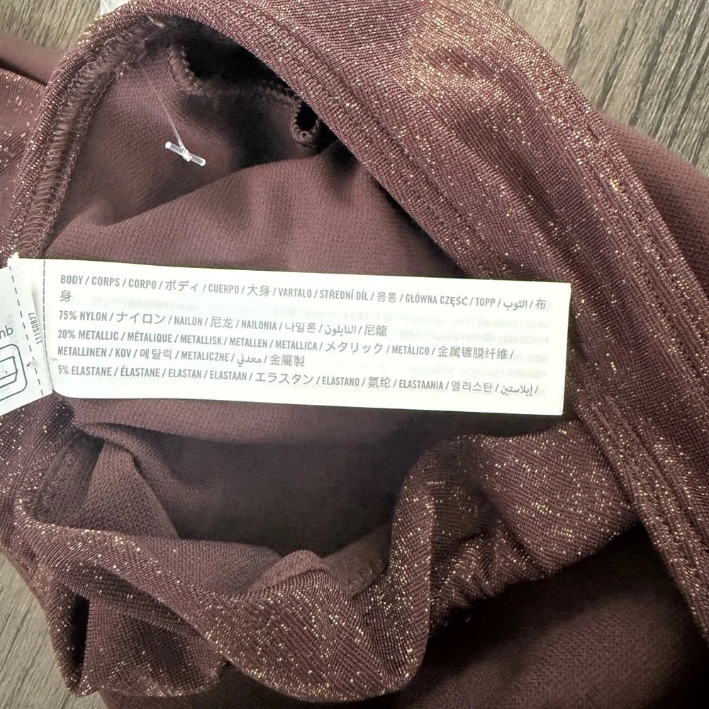 Abercrombie & Fitch Shimmer One-Shoulder Ruffle Bralette Swim Top -‎ Size L NWOT